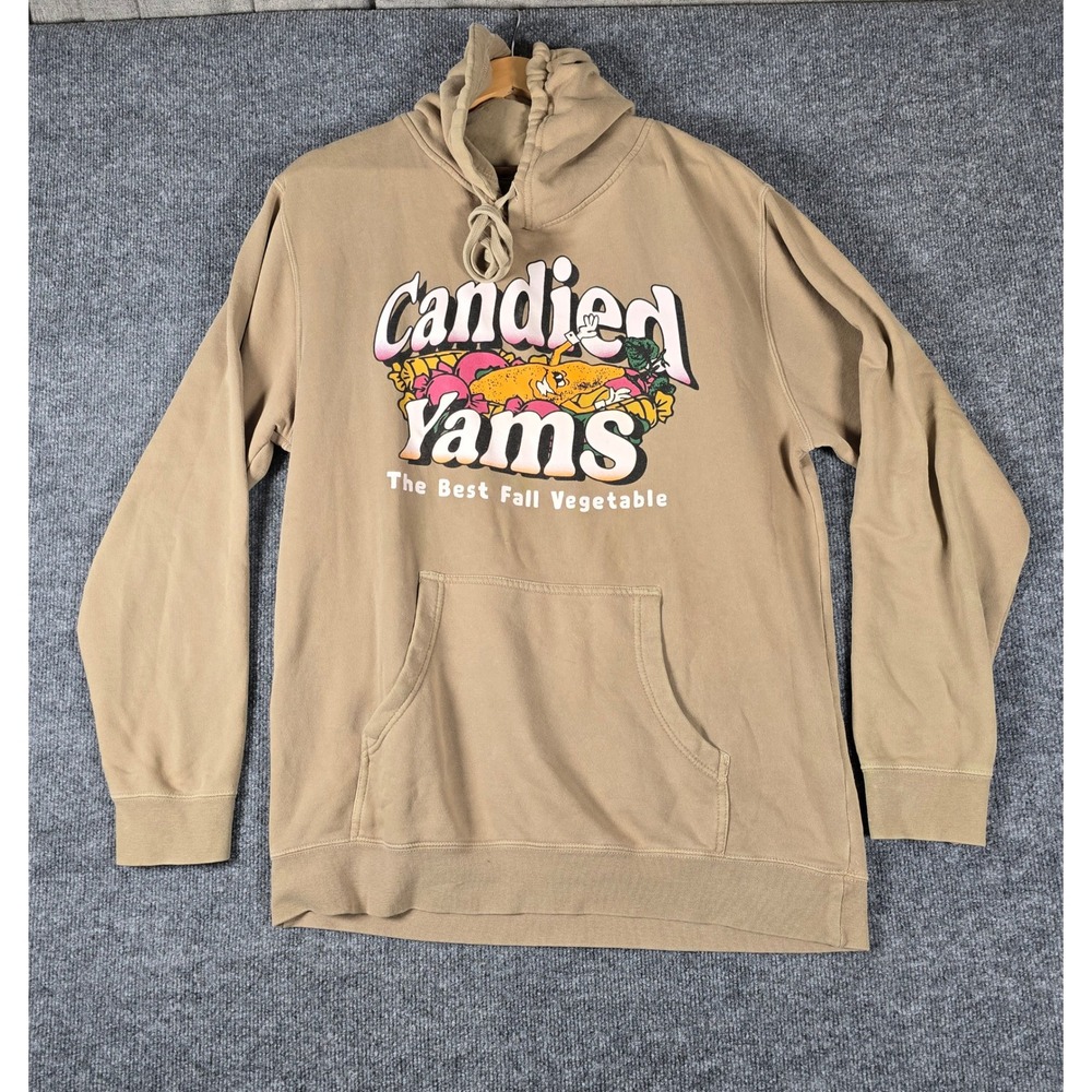 KO Candied Yams The Best Fall Vegetable Graphic Hoodie Men Tan Size Large